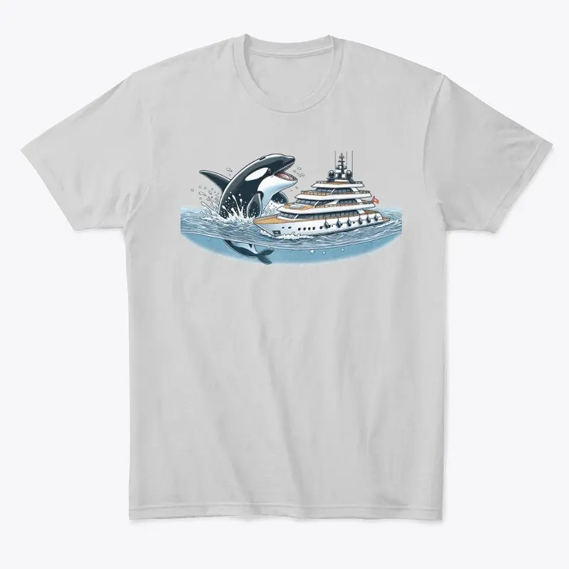 Orca Whales Against Boats