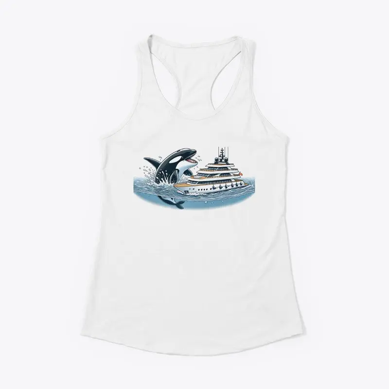 Orca Whales Against Boats