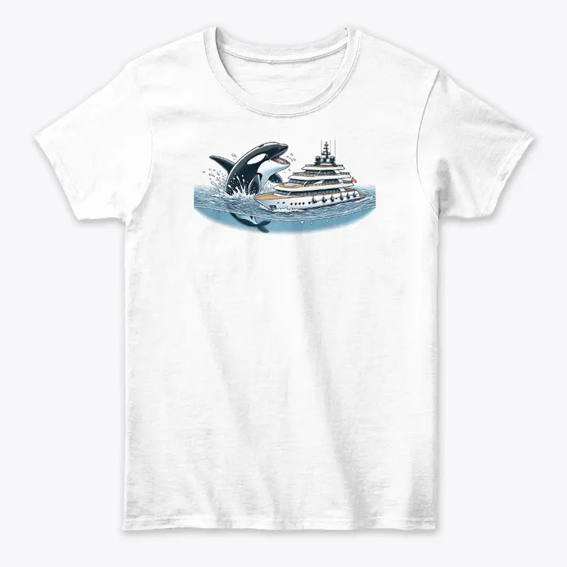 Orca Whales Against Boats