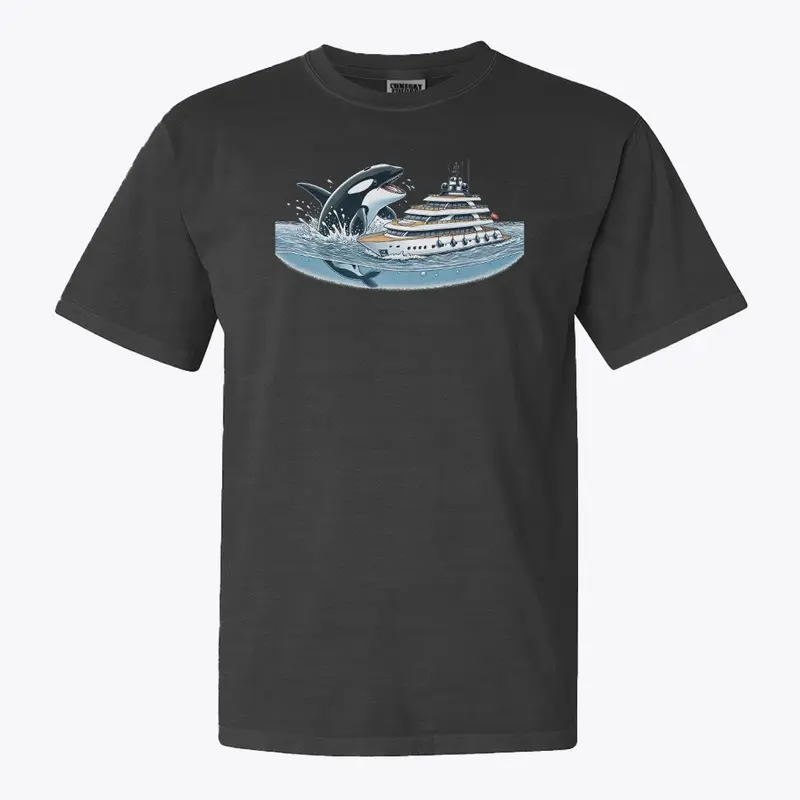 Orca Whales Against Boats