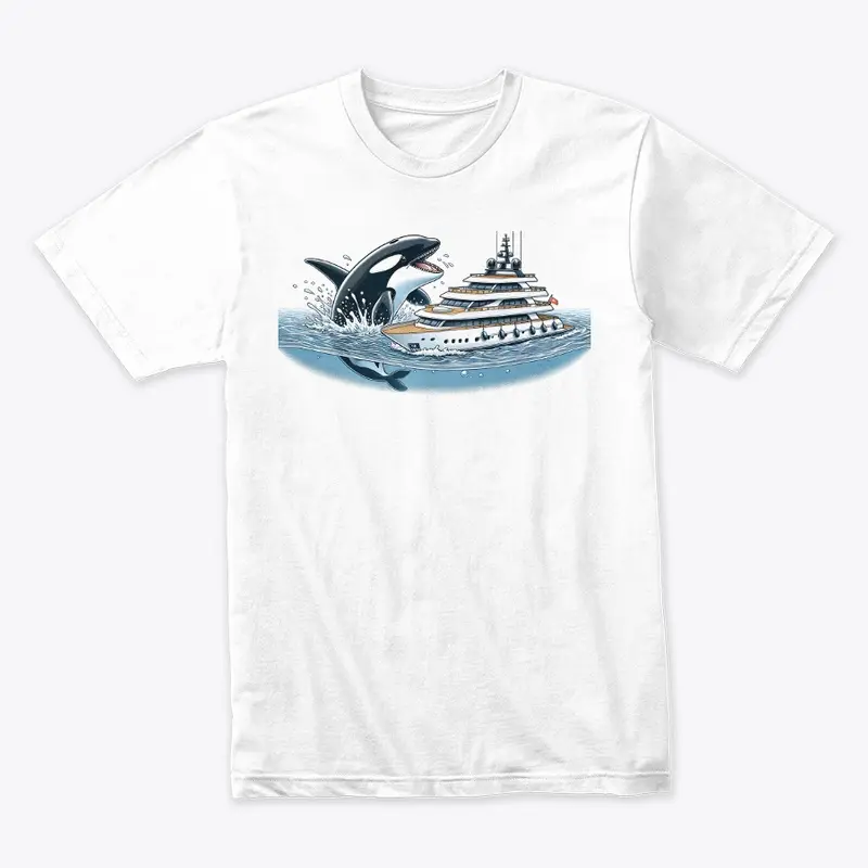 Orca Whales Against Boats