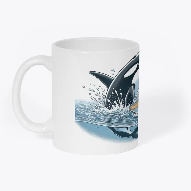 Orca Whales Against Boats