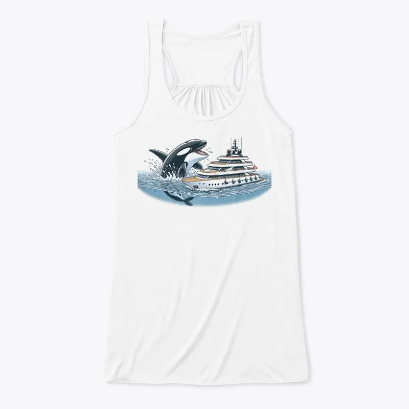 Orca Whales Against Boats